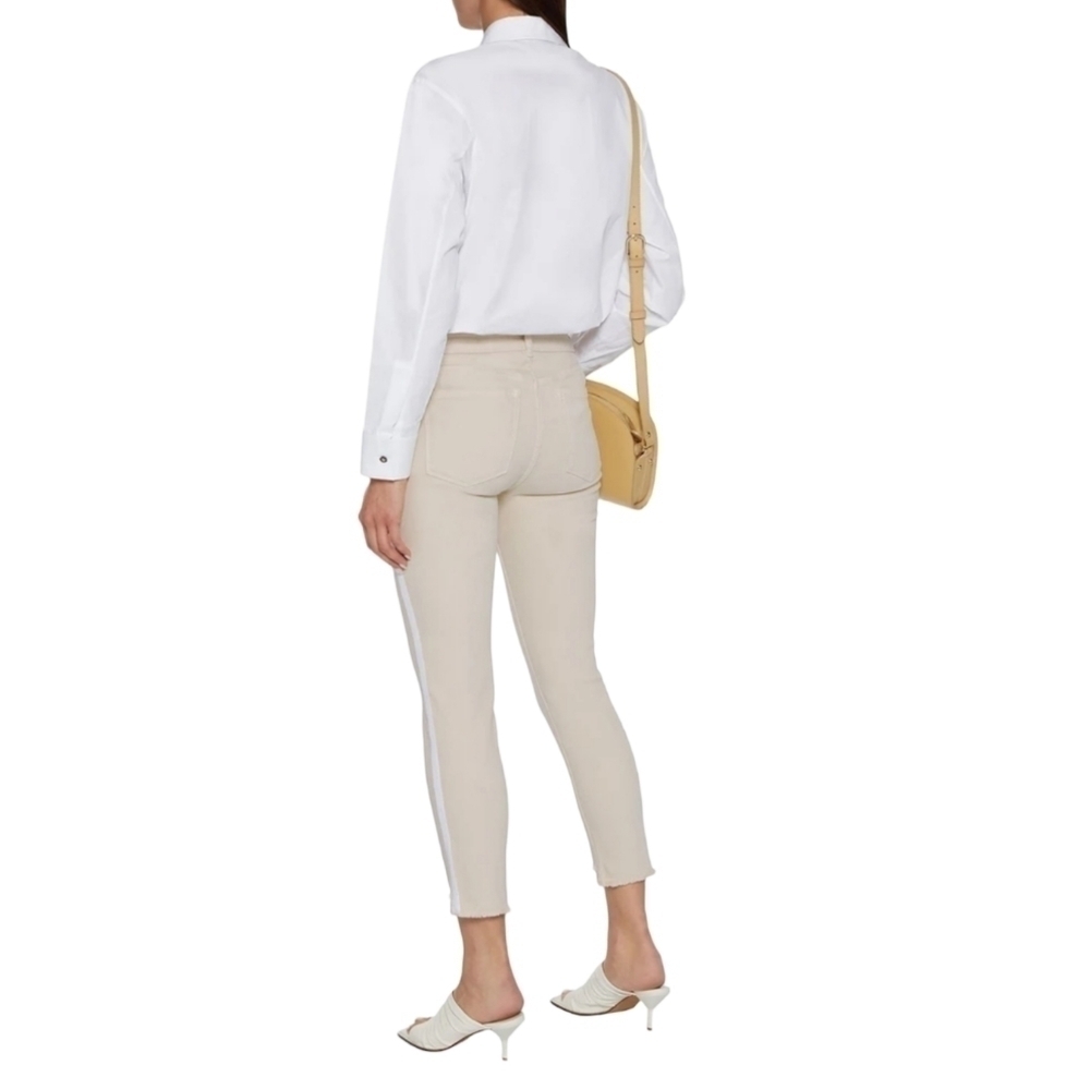 DL1961 Florence Cropped Canvas-Trimmed Jeans, Size 29, Ecru, NWT - Picture 2 of 10